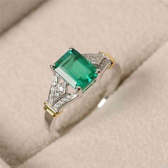 Art Deco Antique 3.50Ct Natural Emerald Vintage Wedding Ring 925 Sterling Silver
