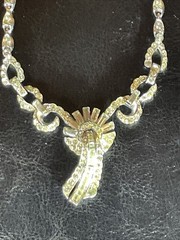 Gorgeous HTF “Coro” Art Deco Revival ClearRhinestone Rhodium Plate17” Necklace