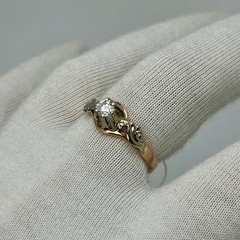 Vintage Original Rose & White Gold Cubic Zirconia Ring 585 14K 2.43 g. 7 1/4 US