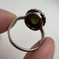 Vintage Ring Natural Nephritis Jade stone Silver 925 star USSR Jewelry size 7