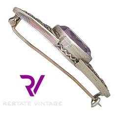 Vintage Amethyst Marcasite Art Nouveau Germany 935 Silver Brooch