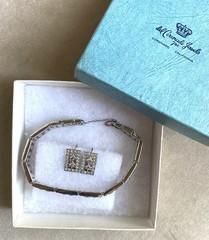 ENGEL Bros. ART DECO Bracelet Earring Set Clear Rhinestone RHODIUM Plating 1930s