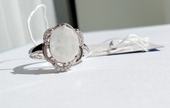 Vintage Ring rainbow adularia stone Sterling Silver 925 Women’s Jewelry size 9