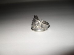 Vintage Spoon Ring Flower Poppy ? Pansy Size 9 1/4 Silver Plate