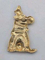 Vintage Clown Brooch Gold Tone Enamel Figural Pin Holding Ball Elle