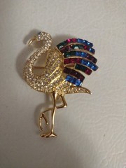 Vtg GIORGIO Gold tone Pave Duchess Of Windsor Flamingo Bird Brooch Pin Jewelry