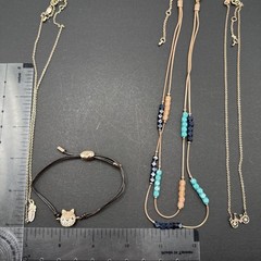 Lot Of Fossil Signed Rose Gold Tone Necklaces And Bracelet Bike Fox Feather J150