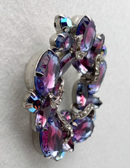 Juliana Wreath Watermelon Brooch Faceted Purple & Clear Rhinestone Silver-Tone