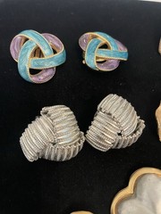 VTG Clip Earrings Lot STATEMENT RUNWAY STYLE Mosaic Geometric Dangle MORE *Read*