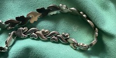 Sterling Silver 925 14K GOLD Heart Bracelet 7”. 9 Grams