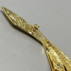 Tona Vintage Brooch Pin Shiny Matte Gold Tone Long Curved Ribbon Abstract 4″