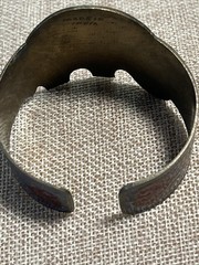 Vintage India Brass Enamel Painted Cuff Bracelet Elephant Floral Boho Blue VTG