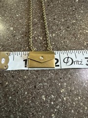 Necklace Brass Chain With Tiny Brass Purse