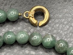 Francesca Romano Etruscan Style Green Stone & Molded Glass Beaded Necklace 19”