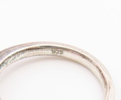 925 Sterling Silver Vintage Ring Classic Pink & White Topaz Band Sz 7 RG36851