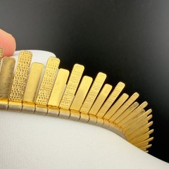 Vintage Gold Tone Textured Collar Necklace Fringe 17 Inches Classic
