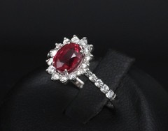 Fine 1.31ct AIGS GIA Pigeon Blood Ruby 0.46ct Diamond Platinum Ring Size 7