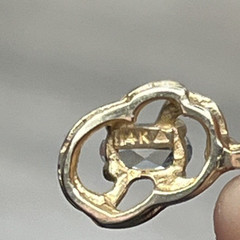 Vintage 14K Solid Yellow Gold White Sapphire & Tiny Diamond Pendant .88g Signed