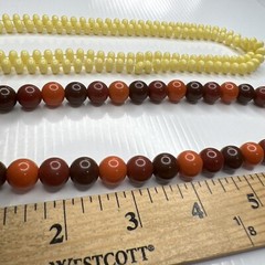 H3 Lot Yellow Orange Brown 70s Resin Acrylic Beaded Boho Hippie retro necklaces