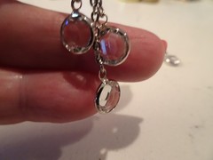 Vintage Swarovski Clear Pierced Silver Plated Dangle Earrings