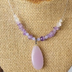 Vintage Purple Glass Stone Necklace Adjustable Length Women Jewelry Beads Gift