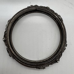 VTG Dark Silver -Tone Framed Grey Brown Lucite with Filigree & Crystal Bangle