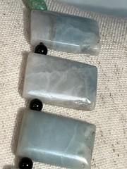 Celebration of Natural Aquamarine, Corded Necklace, Black Jade Spacer Beads
