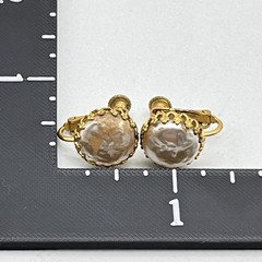Vintage Miriam Haskell Earrings Faux Pearl Screw Backs .5″ AS IS