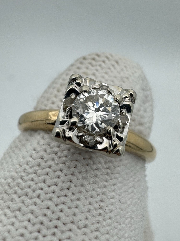 Original Vintage Antique 14k Gold Diamond Engagement Promise Estate Ring
