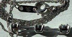 10k White Gold 19.5″ Necklace Chain & Past Present Future 3 Diamond Pendant