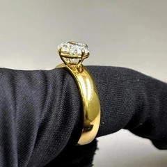 2Ct Oval Cut Lab Created Diamond Solitaire Wedding Ring 14K Yellow Gold Plated