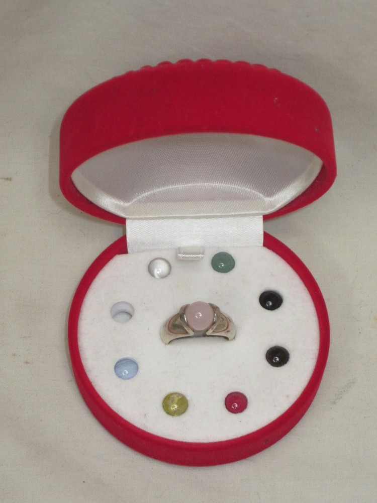 sterling silver gemstone ball ring 925 SE 8 polish balls size 7 interchangeable