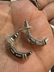 Vintage channel-set cubic zirconia half-hoop earring