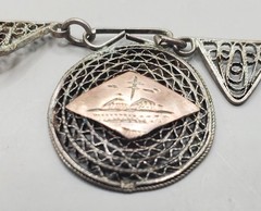 800 Silver Arabic Marked Egyptian Storyteller Filigree Panel Link Necklace