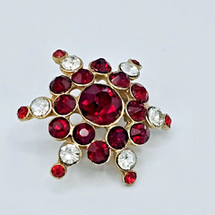Vintage Star Burst Brooch Red Jewels Crystal Elegant Estate Jewelry Gem Pin