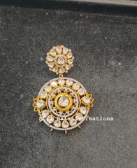 Natural Rosecut Diamond , Monzonite Polki & 925 Sterling Silver Pendant Jewelry