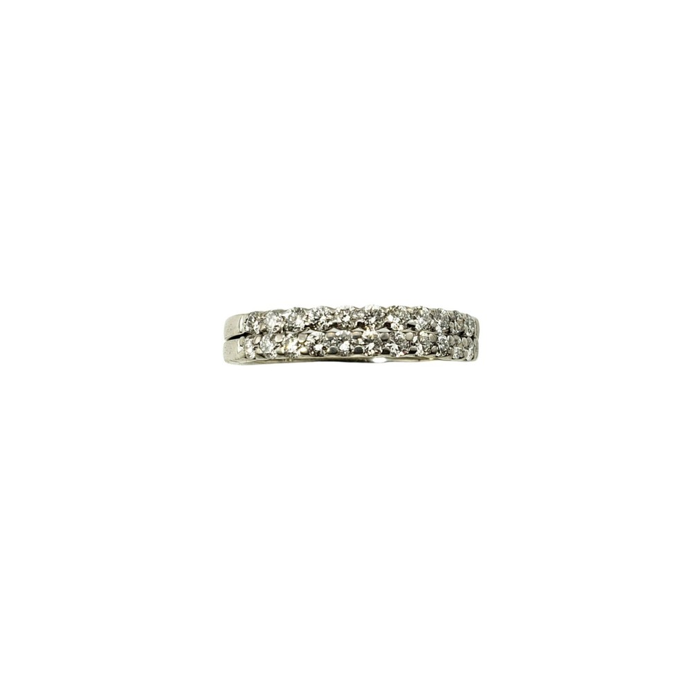 14 Karat White Gold Diamond Double Band Ring Size 6.5 #11821