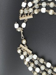 Vintage W Germany Milk Glass Faux Pearl Multi Strand Statement Necklace 90g…