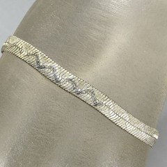 Revlon VTG Herringbone Bracelet Silver Tone Reversable Geometric Design 7.25″