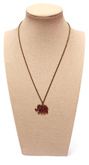 Dainty Festival Boho Elephant Black Red Drop Pendant Everyday Necklace 19″