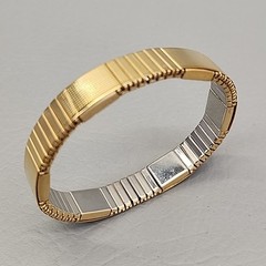 Vintage Expandable Bracelet Gold Tone Textured Ribbed 1cm Stretch 6.75″