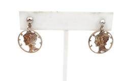 Vintage Carved Mercury Silver Dimes Earrings