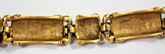 ETRUSCAN REVIVAL SPECTACULAR USA VTG. MATTE GOLD CABACHON ORNATE LINK BRACELET