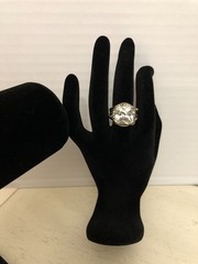 Vintage Large Art Deco Style CZ Silver Tone Cocktail Statement Ring Size 8.25