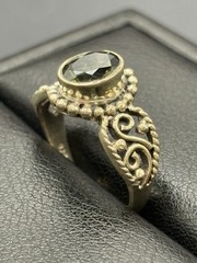 Vintage Sterling Silver Green Quartz Ring Size 8.25 F9