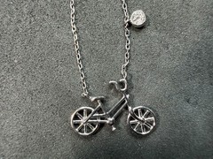 2.46g Vintage Sterling Silver 925 Bicycle Pendant Necklace Adjustable 19 in M