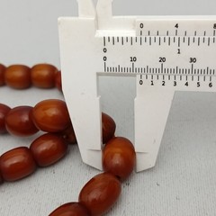 Antique Ottoman Dark Honey Cognac Bakelite Catalin Faturan Bead Necklace 84.71g