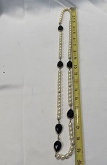 Vintage 40” Pearl & Onyx Necklace 3oz Great Gatsby Look