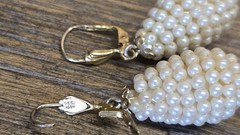 Vintage Ges Gesch Germany Dangle Earrings Faux Pearl Wrapped Teardrop Pierced