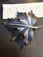 Vintage Maple Leaf Blue Silver Brooch Pewter Textured Fall Autumn Pin